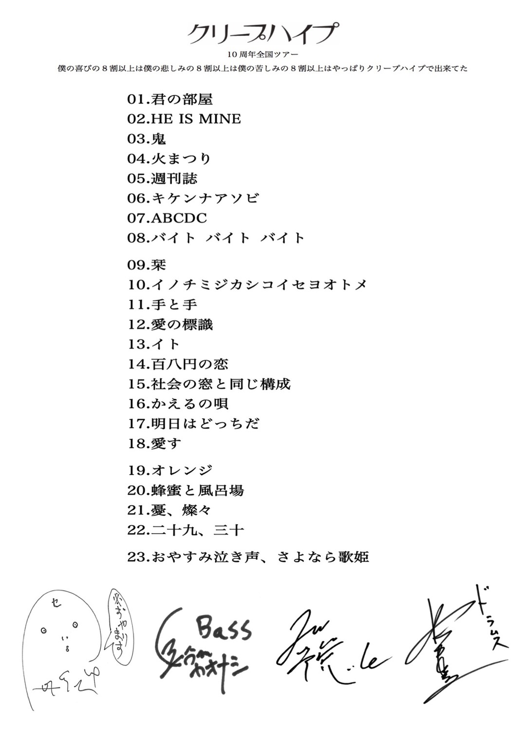 10周年全国ツアーのセットリスト公開！