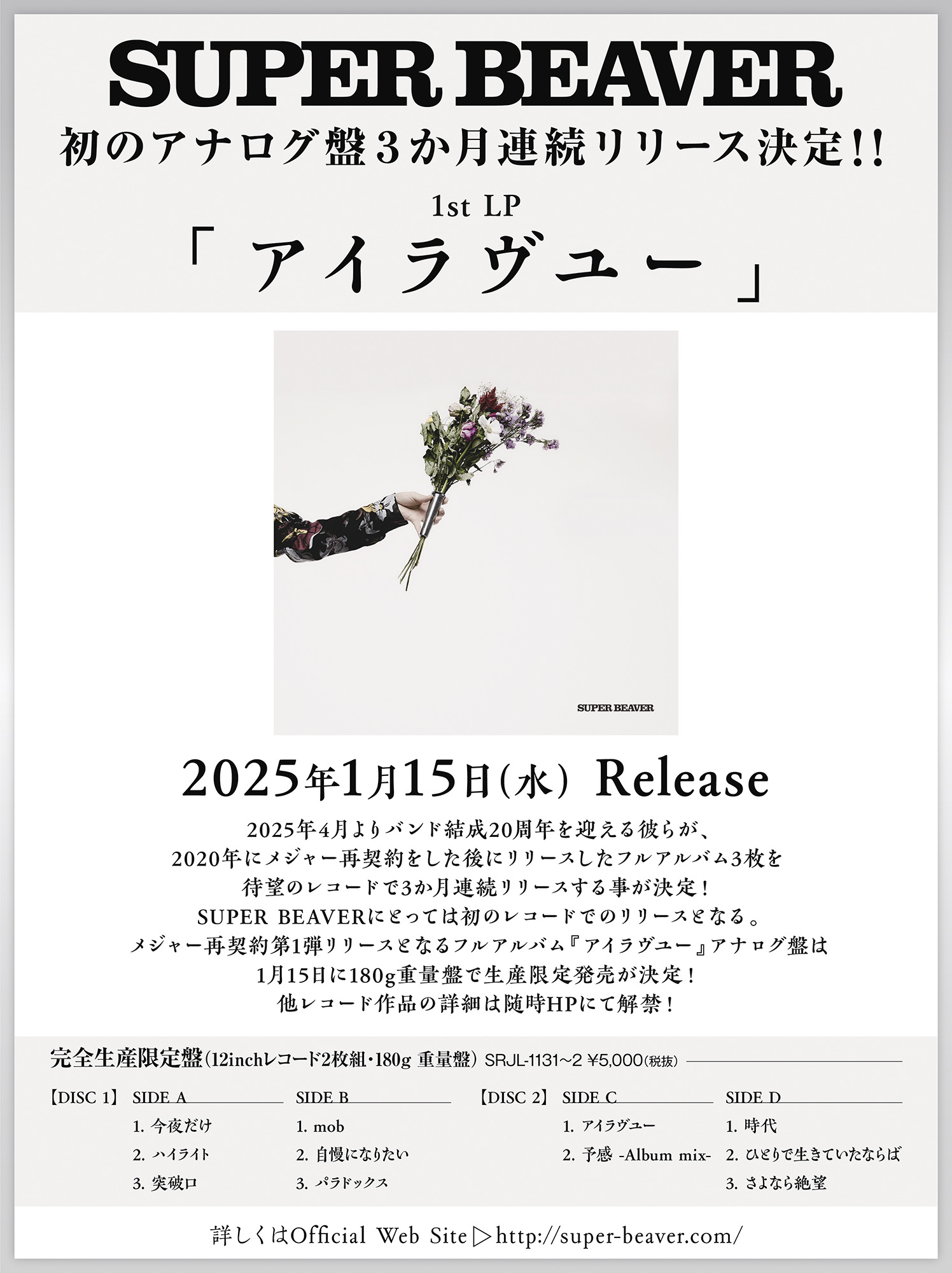 メジャー再契約後リリースしたフルアルバム3枚をレコードで3か月連続