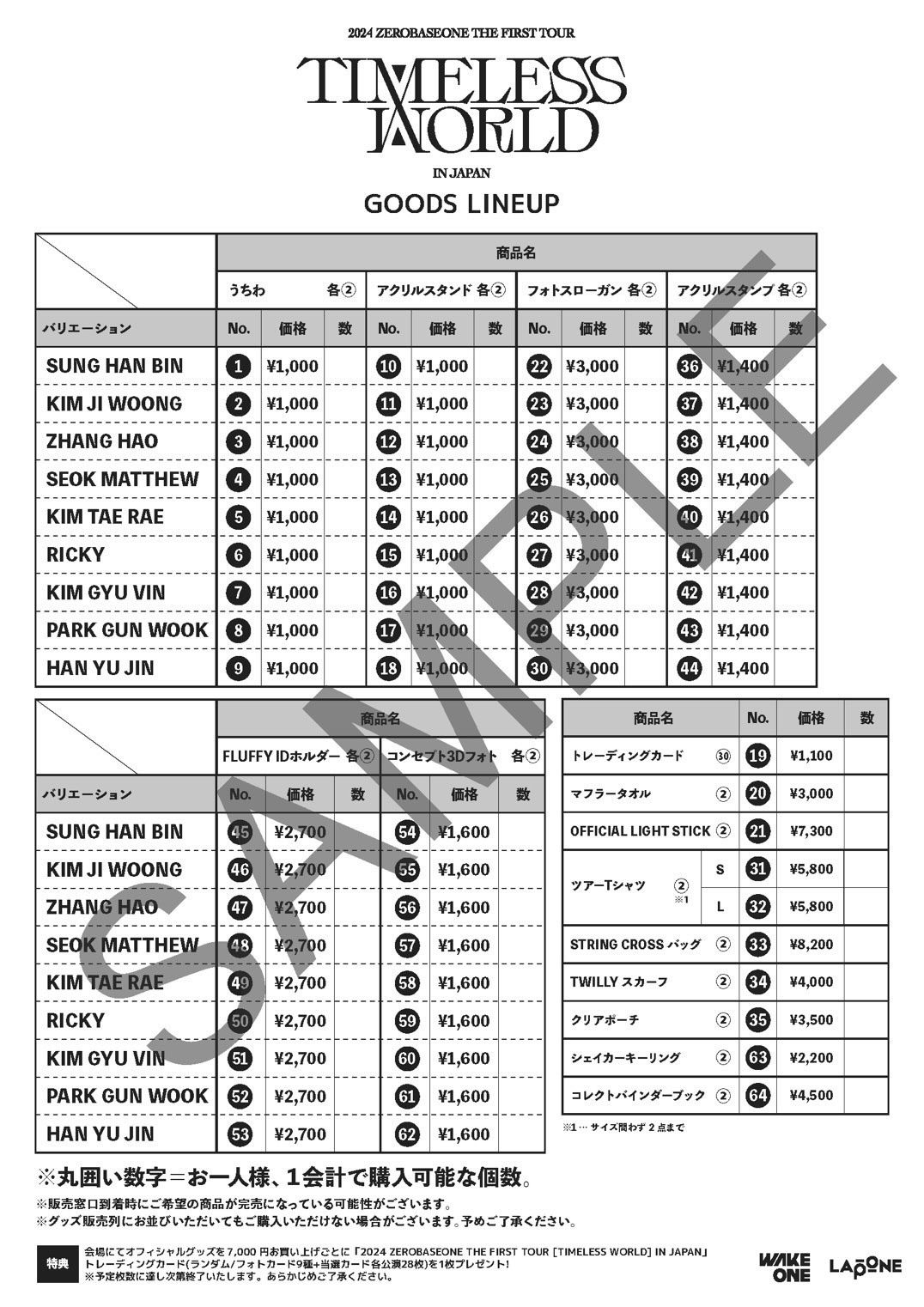 2024 ZEROBASEONE THE FIRST TOUR [TIMELESS WORLD] IN JAPAN
