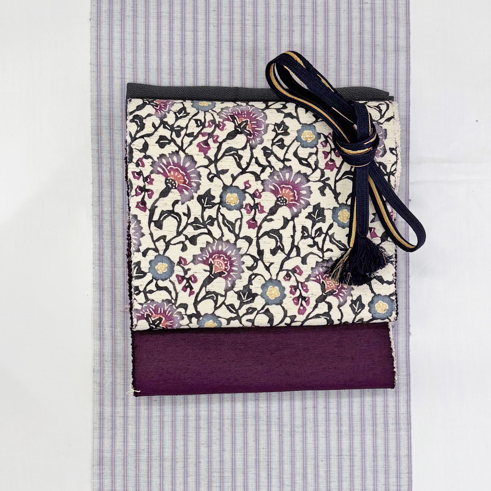 ぜんまい紬地 型染八寸帯 - 青山ゑり華