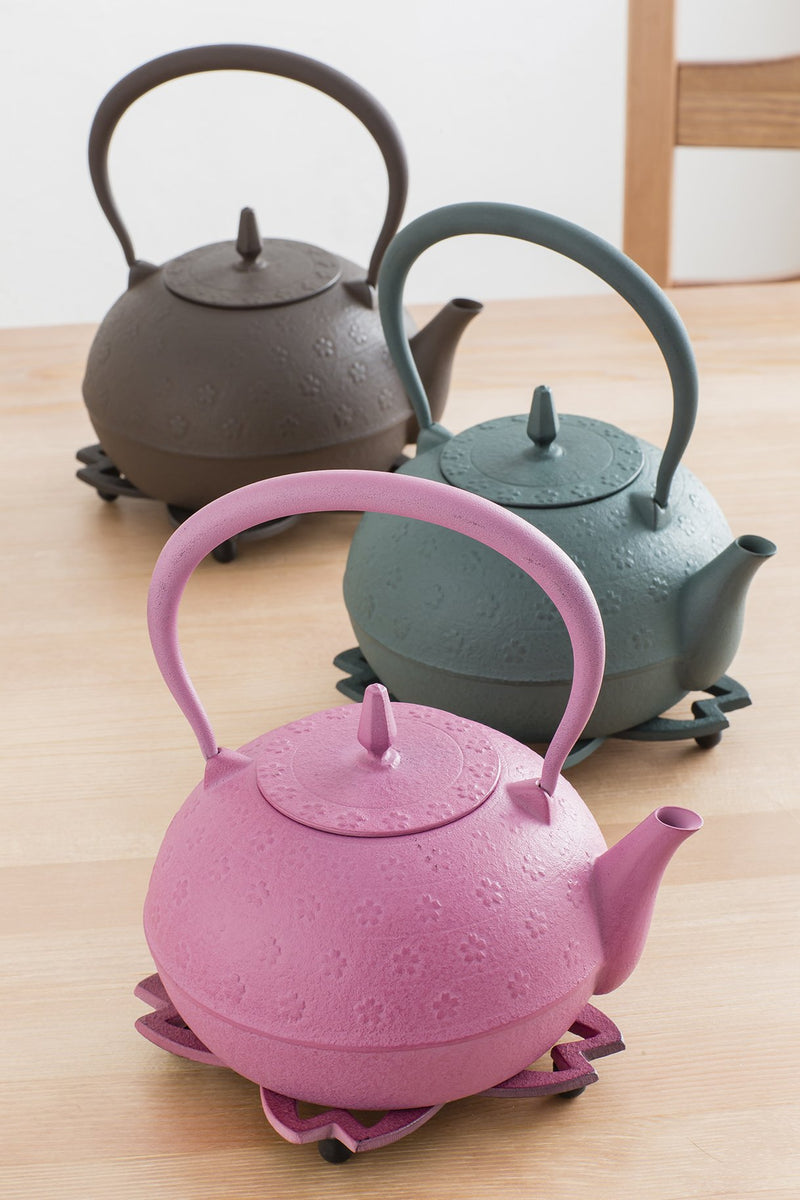 南部鉄瓶 梔子 さくら文様ピンク