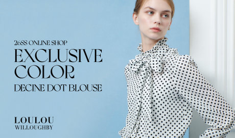 限定カラー【LOULOU WILLOUGHBY】デシンドットフリルボウタイブラウス