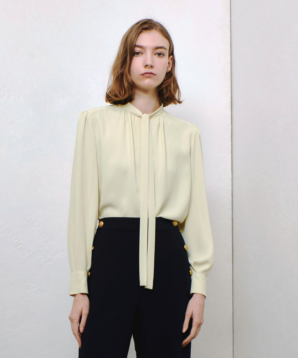 極美品 セオリー 長袖 ジョーゼット タイブラウス アイス 極美品