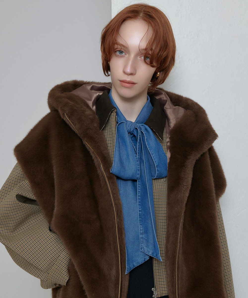 フェイクミンクファーフーディーブルゾン|allureville OFFICIAL SITE