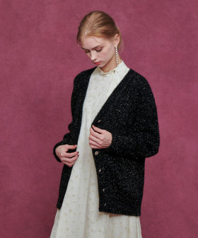 LOULOU WILLOUGHBY】フィルムラメミドルカーディガン|allureville