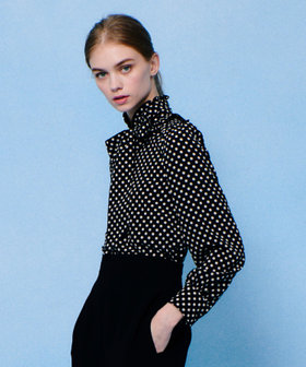 LOULOU WILLOUGHBY】◇デシンドットフリルボウタイブラウス