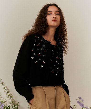 LOULOU WILLOUGHBY】CHERRYビジューカーディガン|allureville OFFICIAL