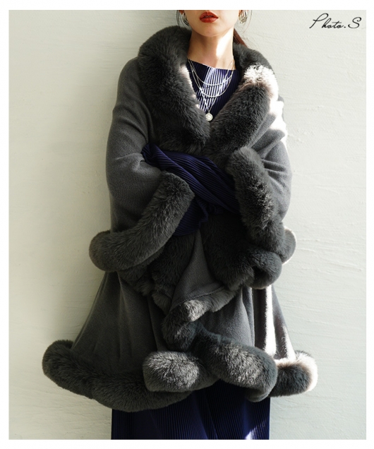 レディース 大人 上品 フェイクファーポンチョ【12月6日20時販売新作