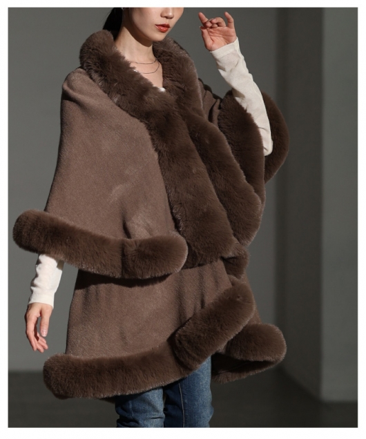 レディース 大人 上品 フェイクファーポンチョ【12月6日20時販売新作