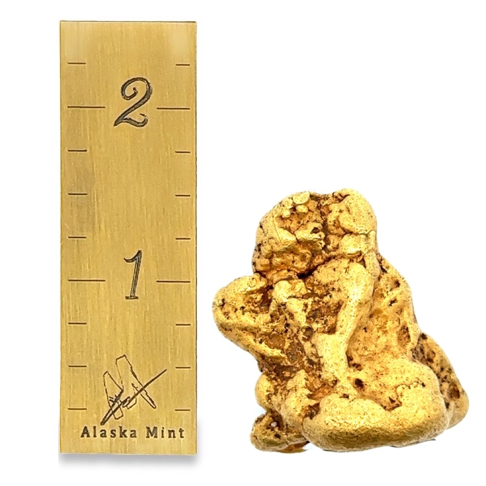 197.8 Gram Natural Gold Nugget Mined in the Yukon - Alaska Mint