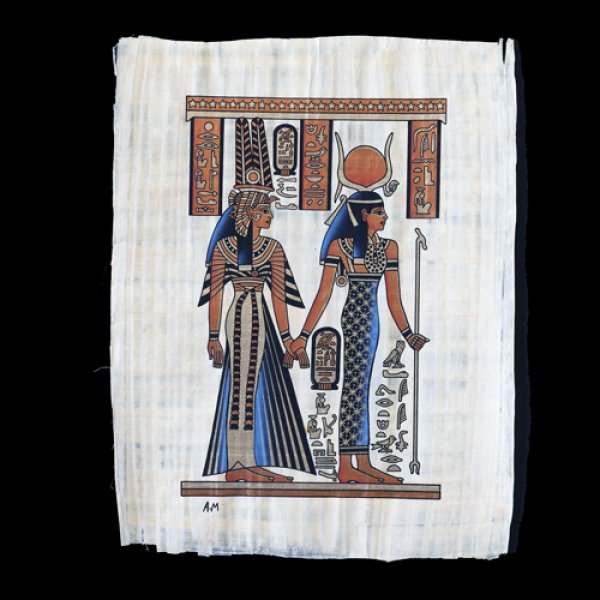 パピルス画 イシスとネフェルタリip-001a｜素敵なエジプト香水瓶をお