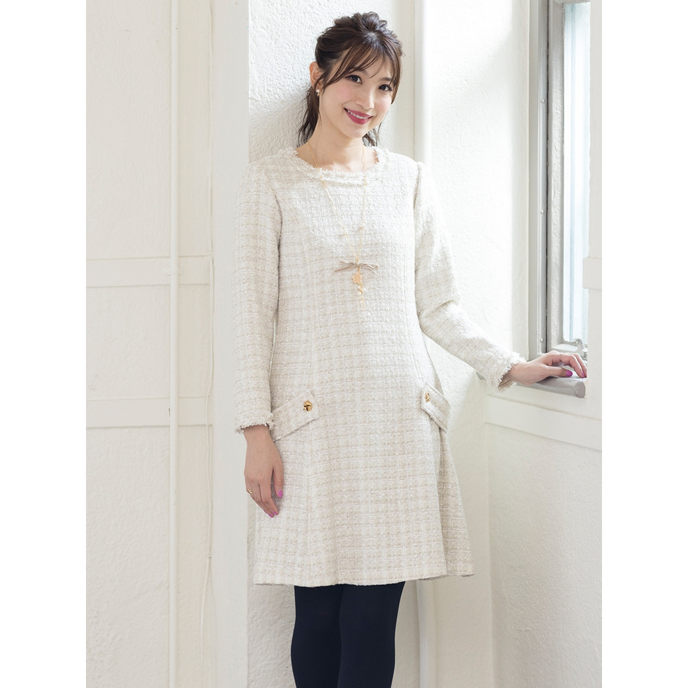 バンビーナツイードワンピース ／ 大きいサイズ ローズティアラ