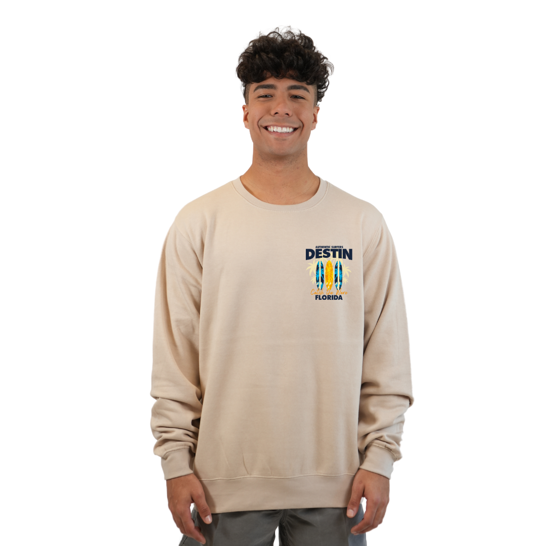 Destin Fl. Fleece Crewneck Sweatshirt Men with a Front Pocket