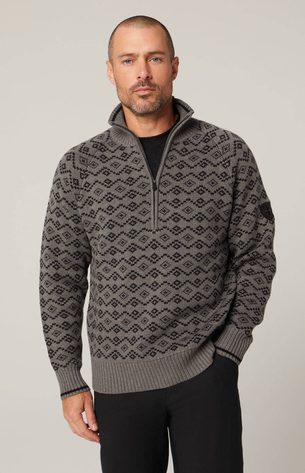 Leo Fairisle 1/2 Zip Sweater, Grey | Alp N Rock