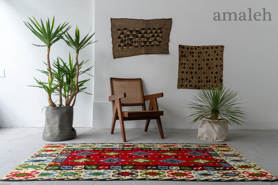 トルコ産 1980年代 ヴィンテージラグ】トルコキリム-ヴィンテージラグ