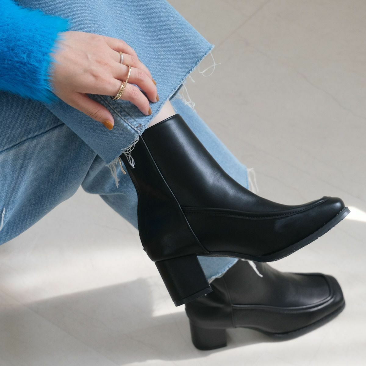 スクエアショートブーツバックファスナー レディース | 《公式