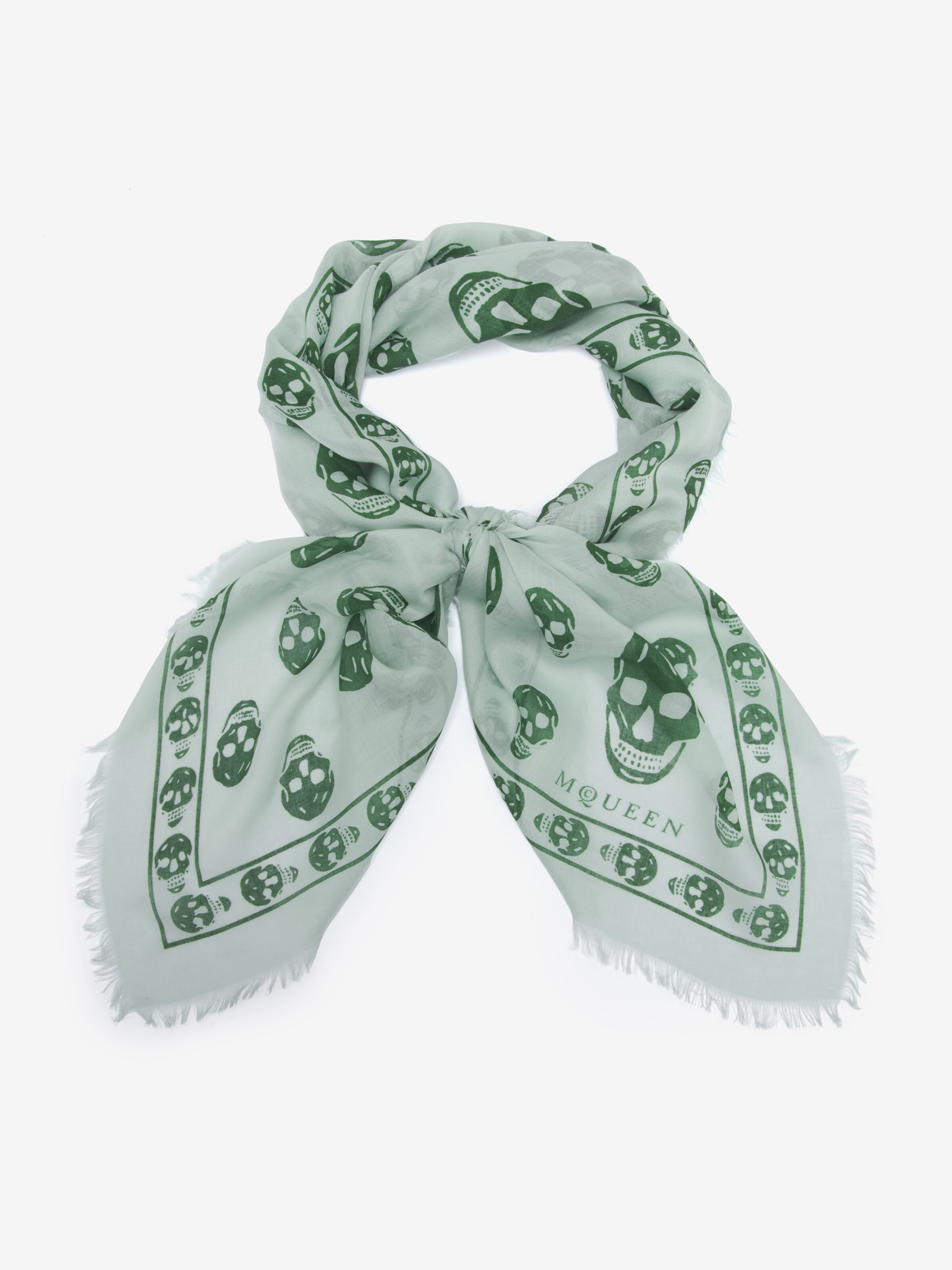 Men's Classic Skull Foulard in Dark Green | McQueen US