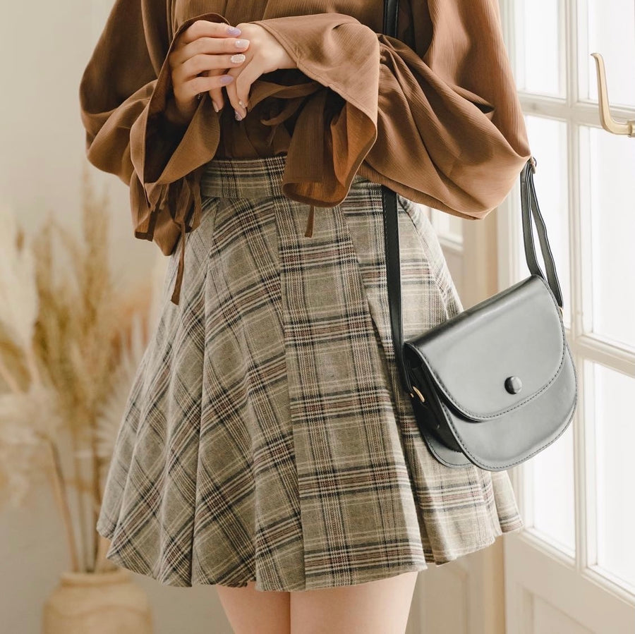 check pleats mini skirt – amr.