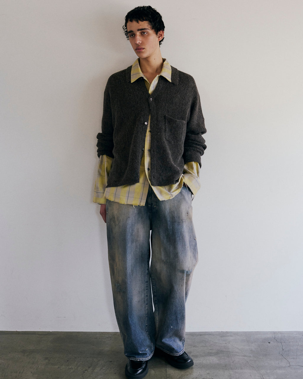 KIMONO KNIT SHIRT(BROWN) – ANCELLM