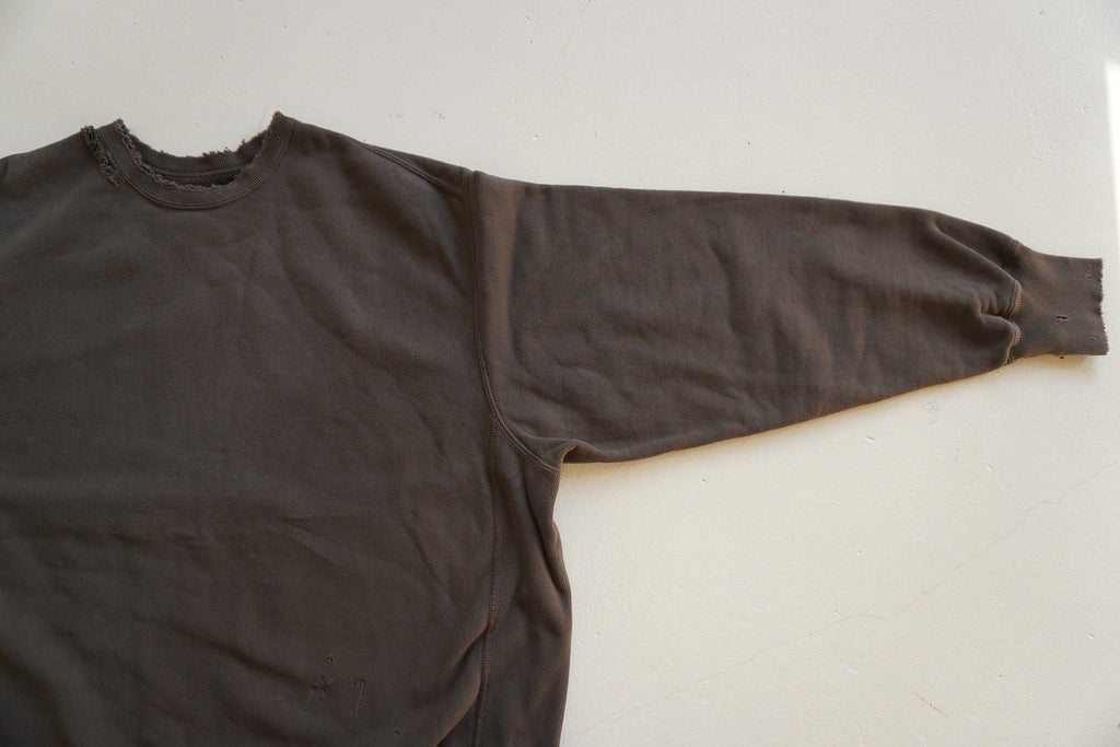 DYED DAMAGE SWEAT SHIRT(F.BLACK) – ANCELLM