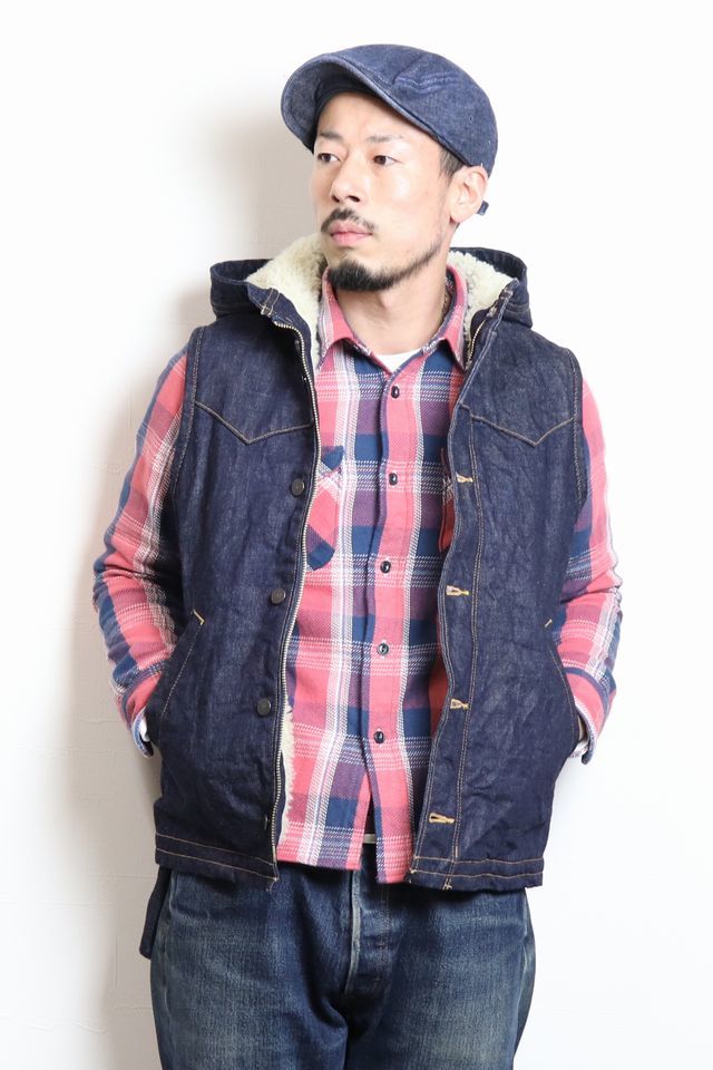 UES/ウエス」フード付きボアベスト【デニム】 - ANCHORS