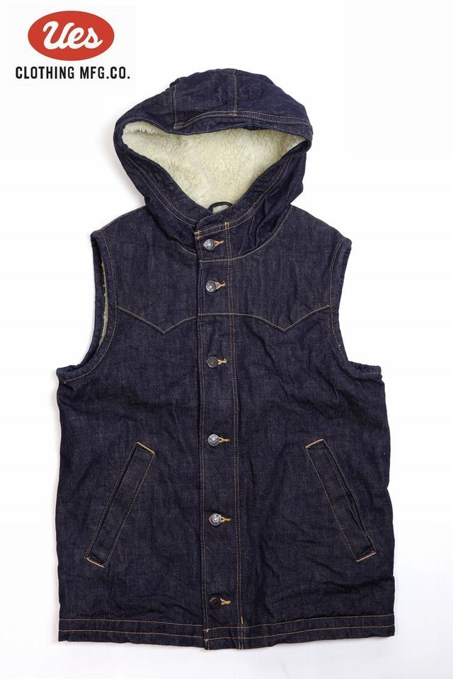 UES/ウエス」フード付きボアベスト【デニム】 - ANCHORS