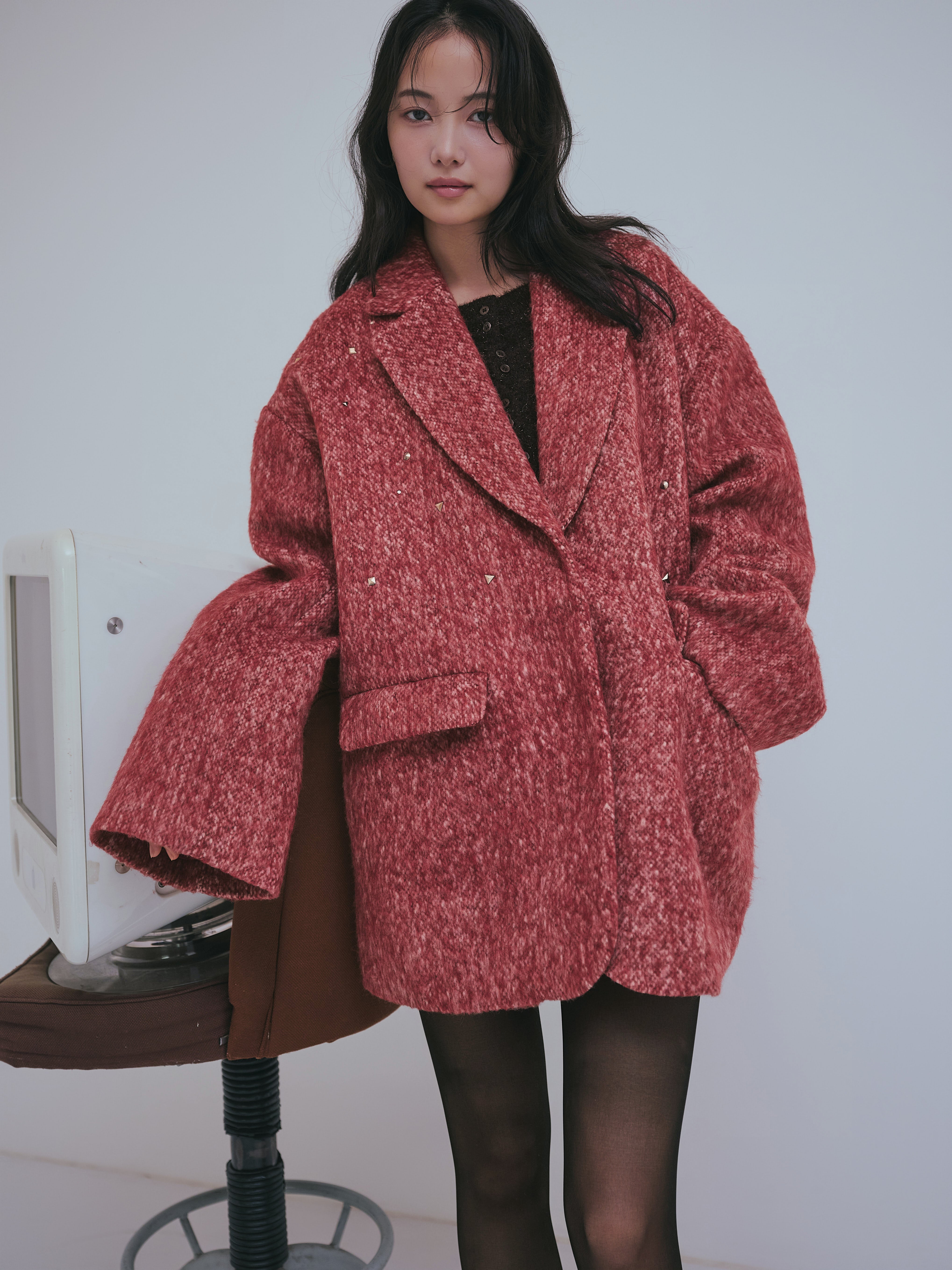 shaggy studs coat jacket – andequal