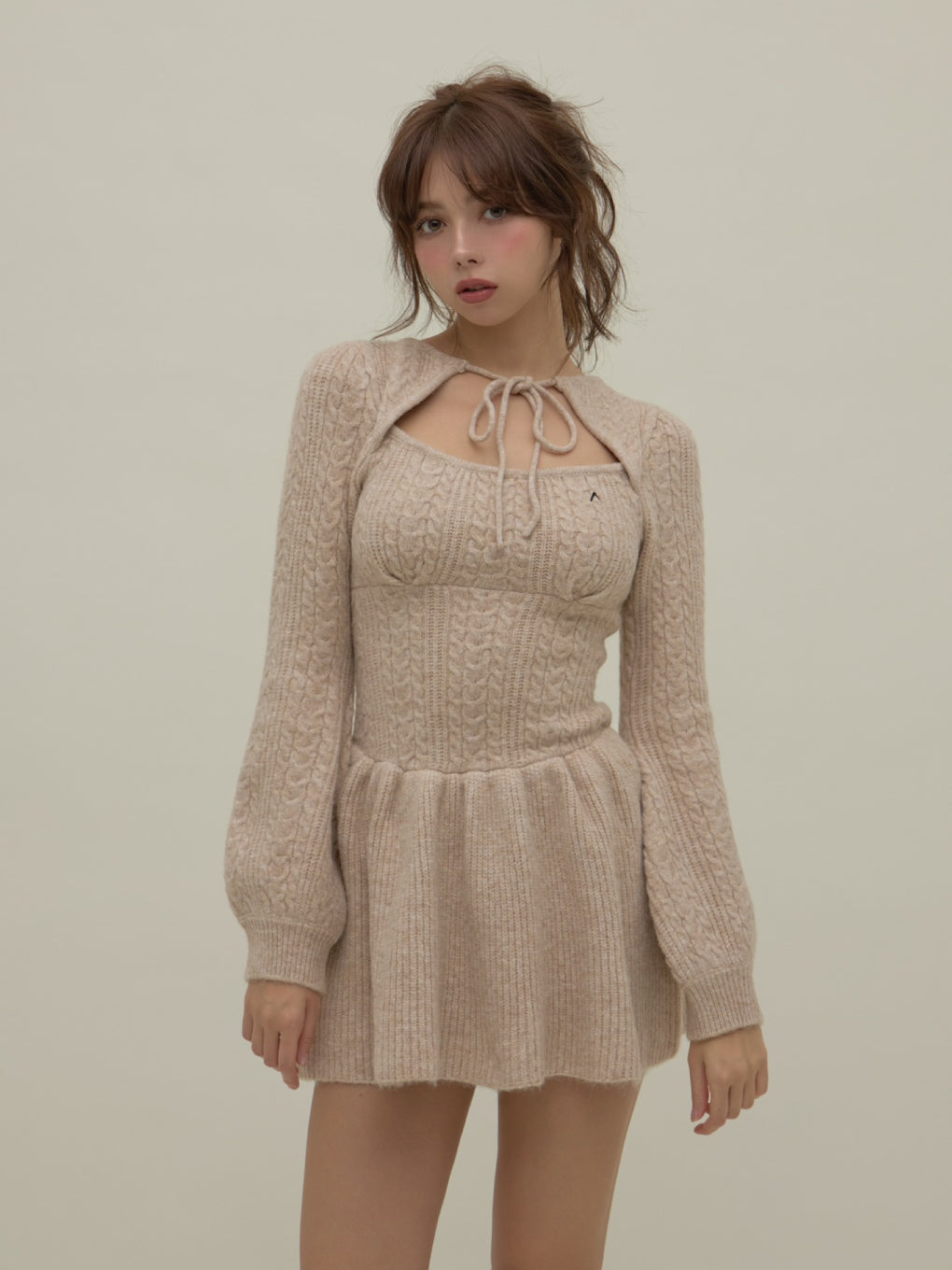ANDMARY】Amy cable flare mini dress