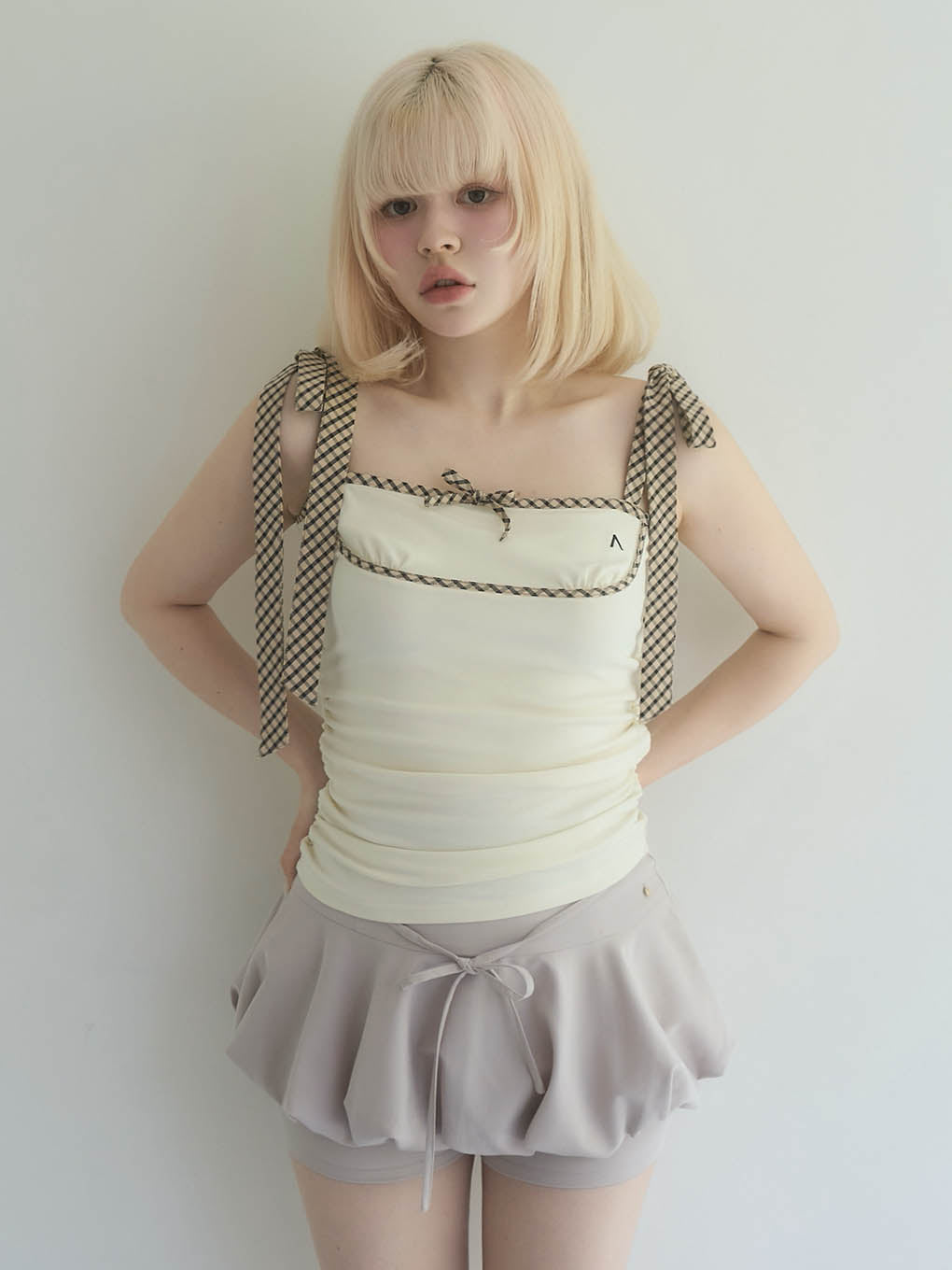 ANDMARY】Alice check ribbon tops
