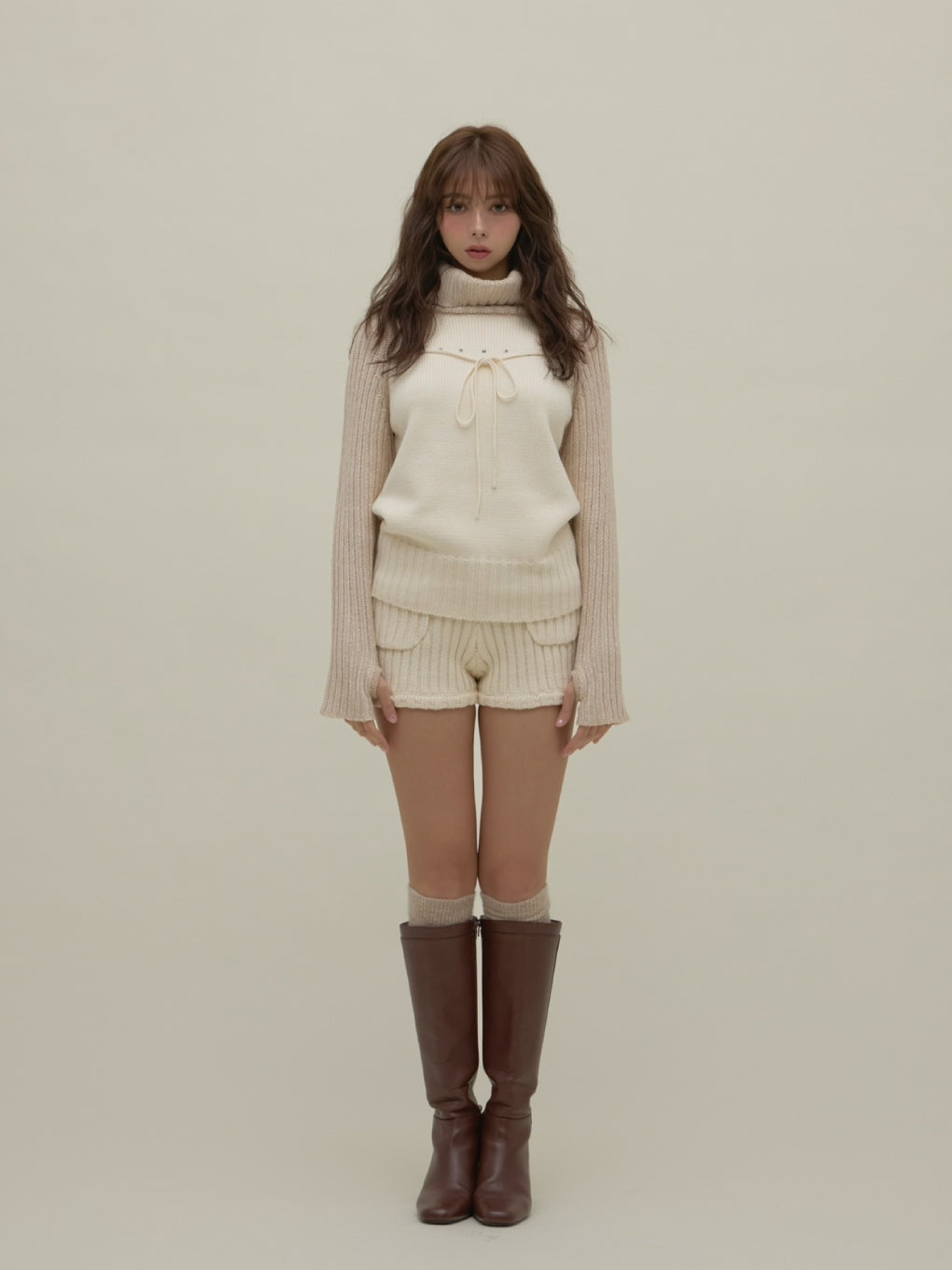 ANDMARY】Mary logo loose knit set up