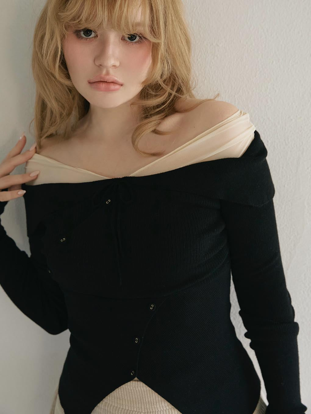 ANDMARY】Lazy tulle knit tops