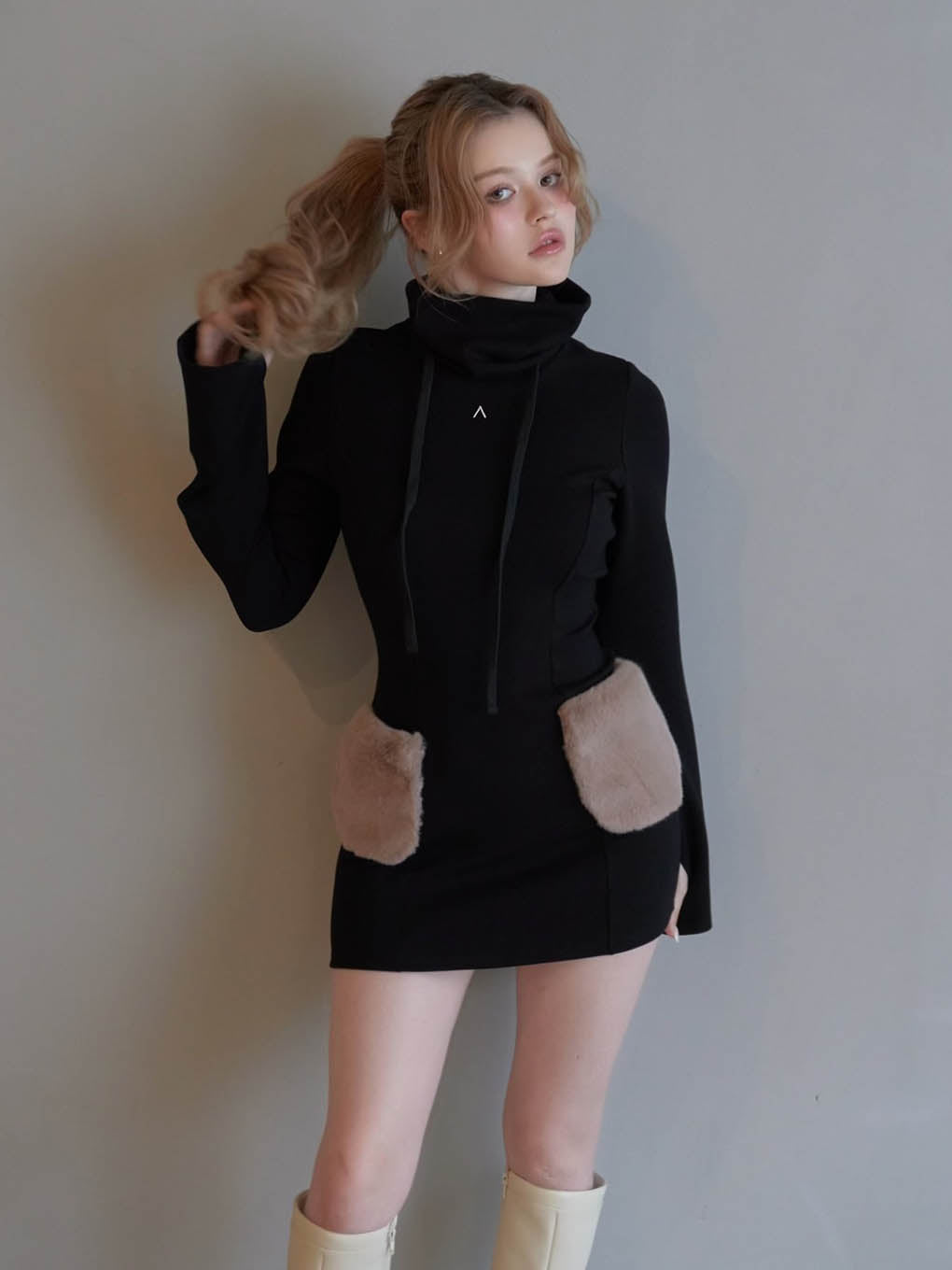 ANDMARY】Fur pocket mini dress