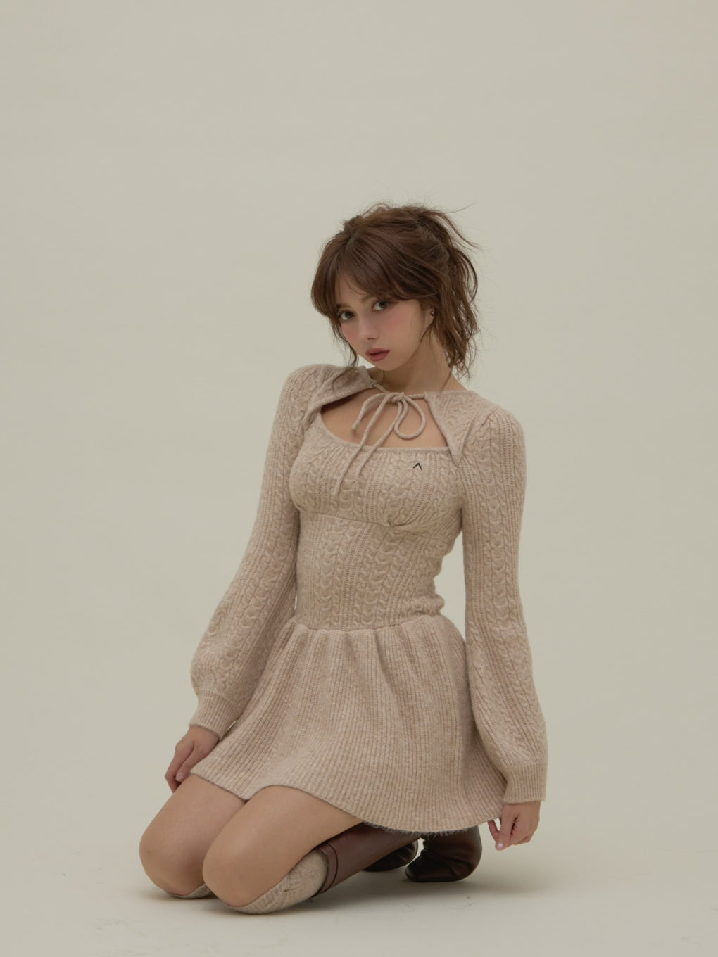 ANDMARY】Amy cable flare mini dress