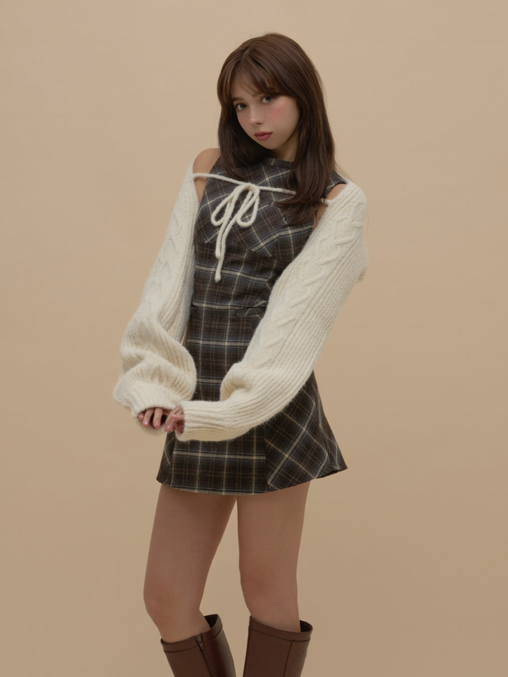 ANDMARY】Mimi check set mini dress
