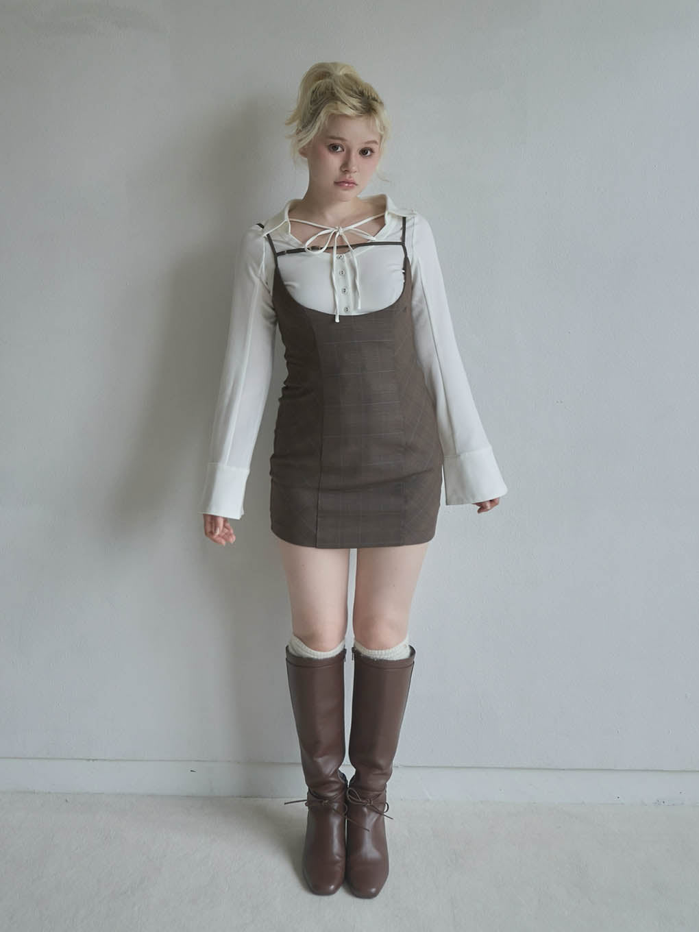 ANDMARY】Betty layered check dress