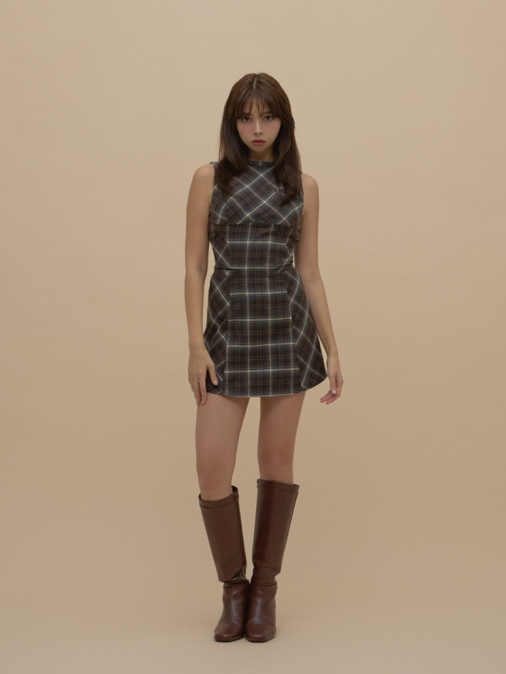 ANDMARY】Mimi check set mini dress