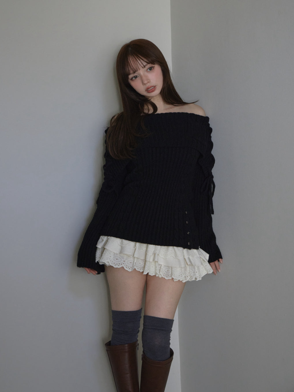 ANDMARY】Corrie lace knit set up