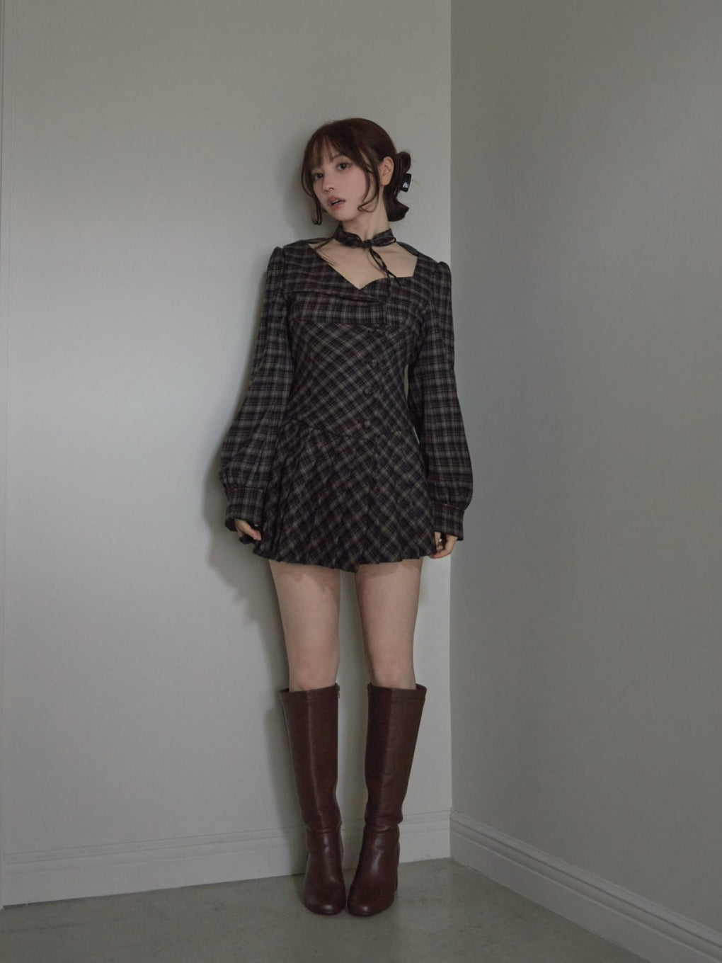 ANDMARY】Renon pleats mini dress