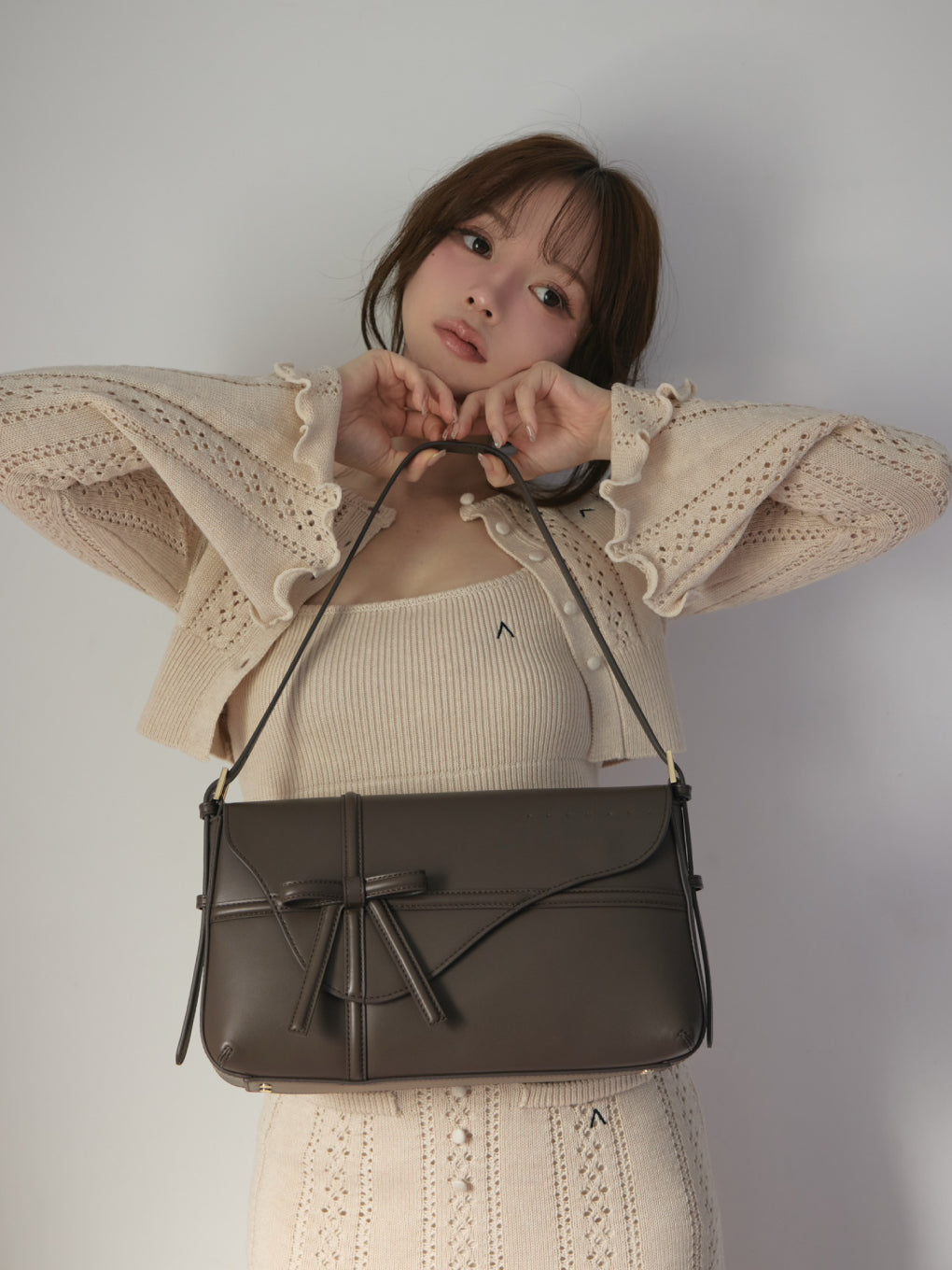 ANDMARY】Valentine ribbon leather bag