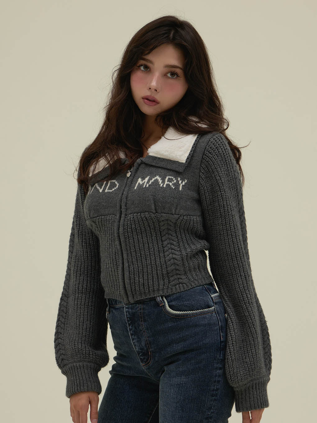 ANDMARY】Mary logo zip tops