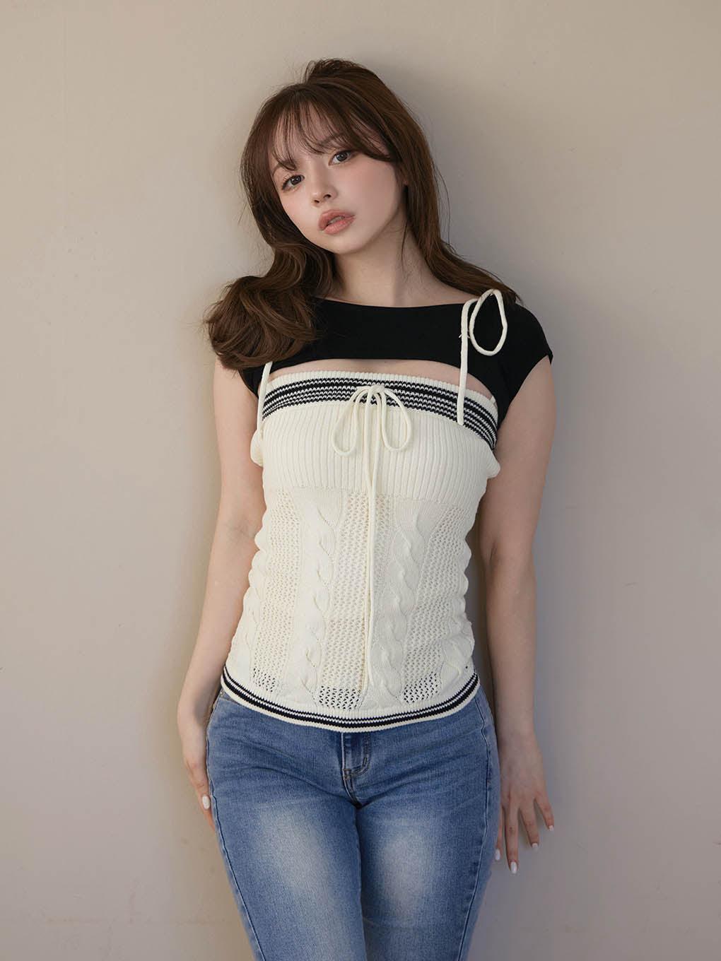 ANDMARY】Kitty cable knit tops
