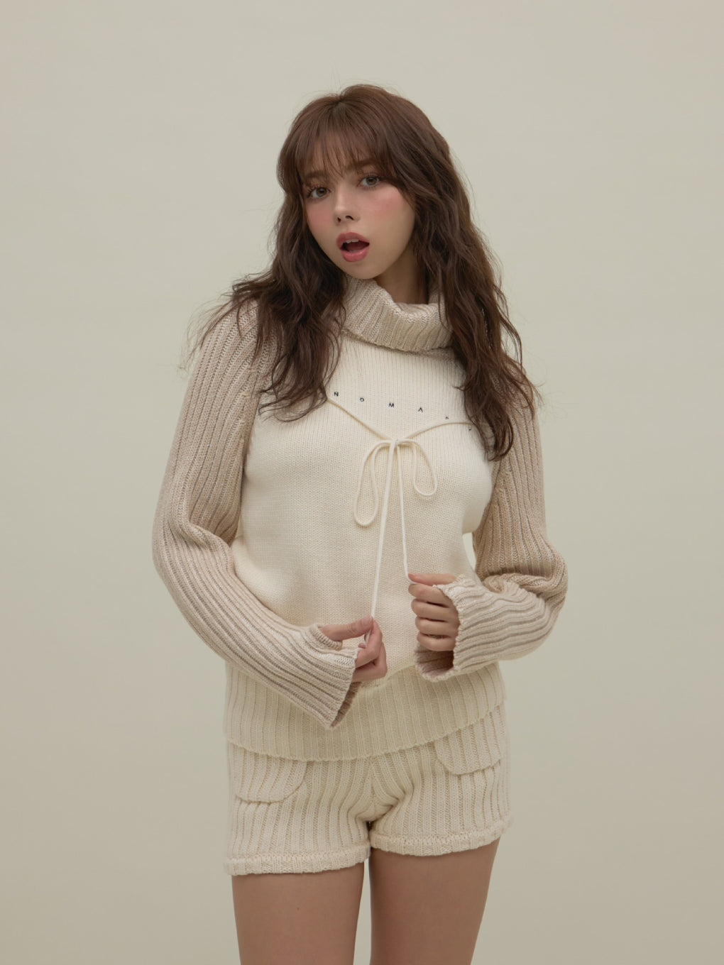 ANDMARY】Mary logo loose knit set up