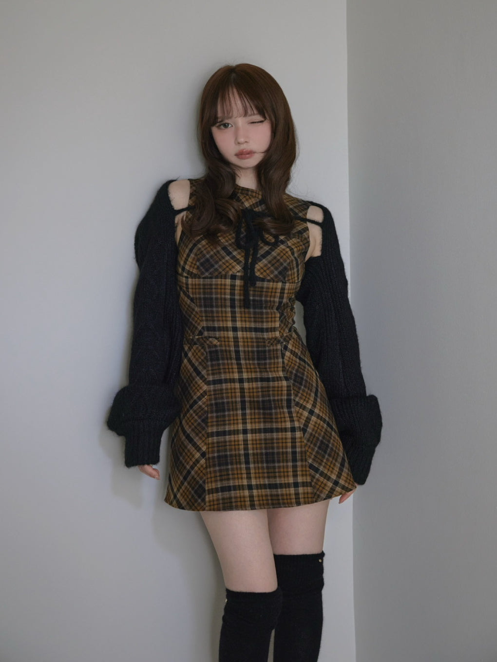 ANDMARY】Mimi check set mini dress