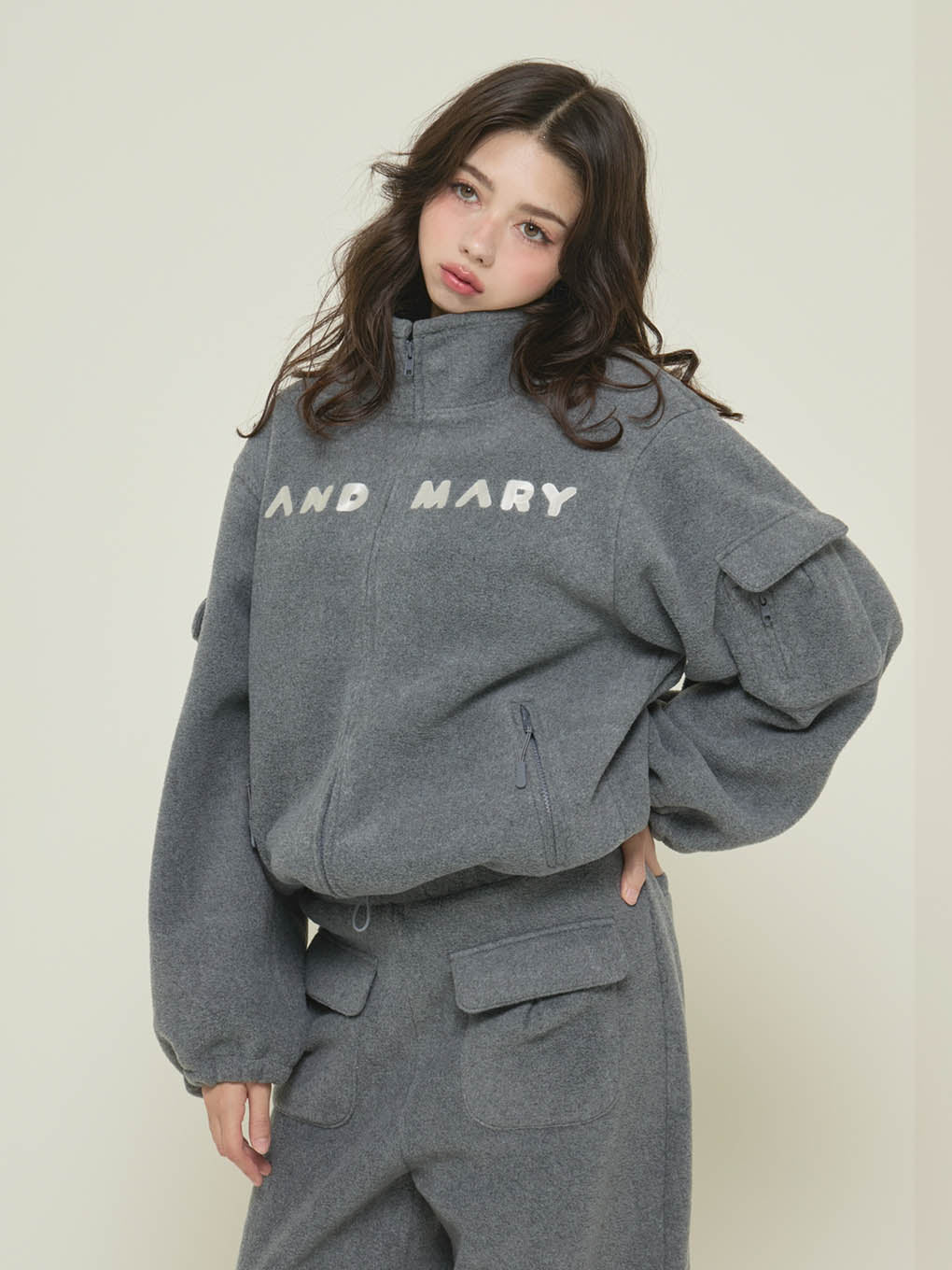 ANDMARY】Mary logo fleece jacket