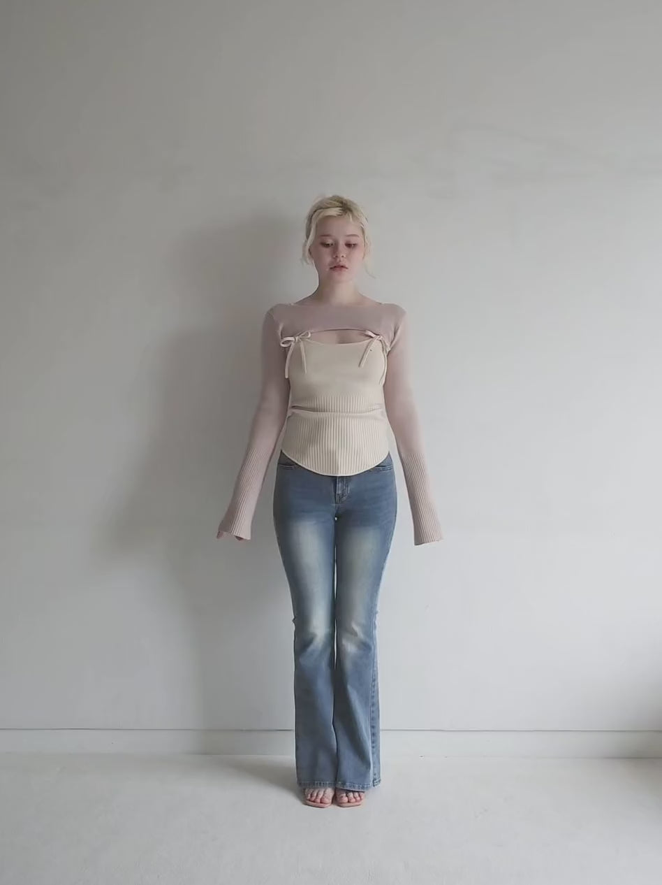 ANDMARY】Bebe ribbon set tops