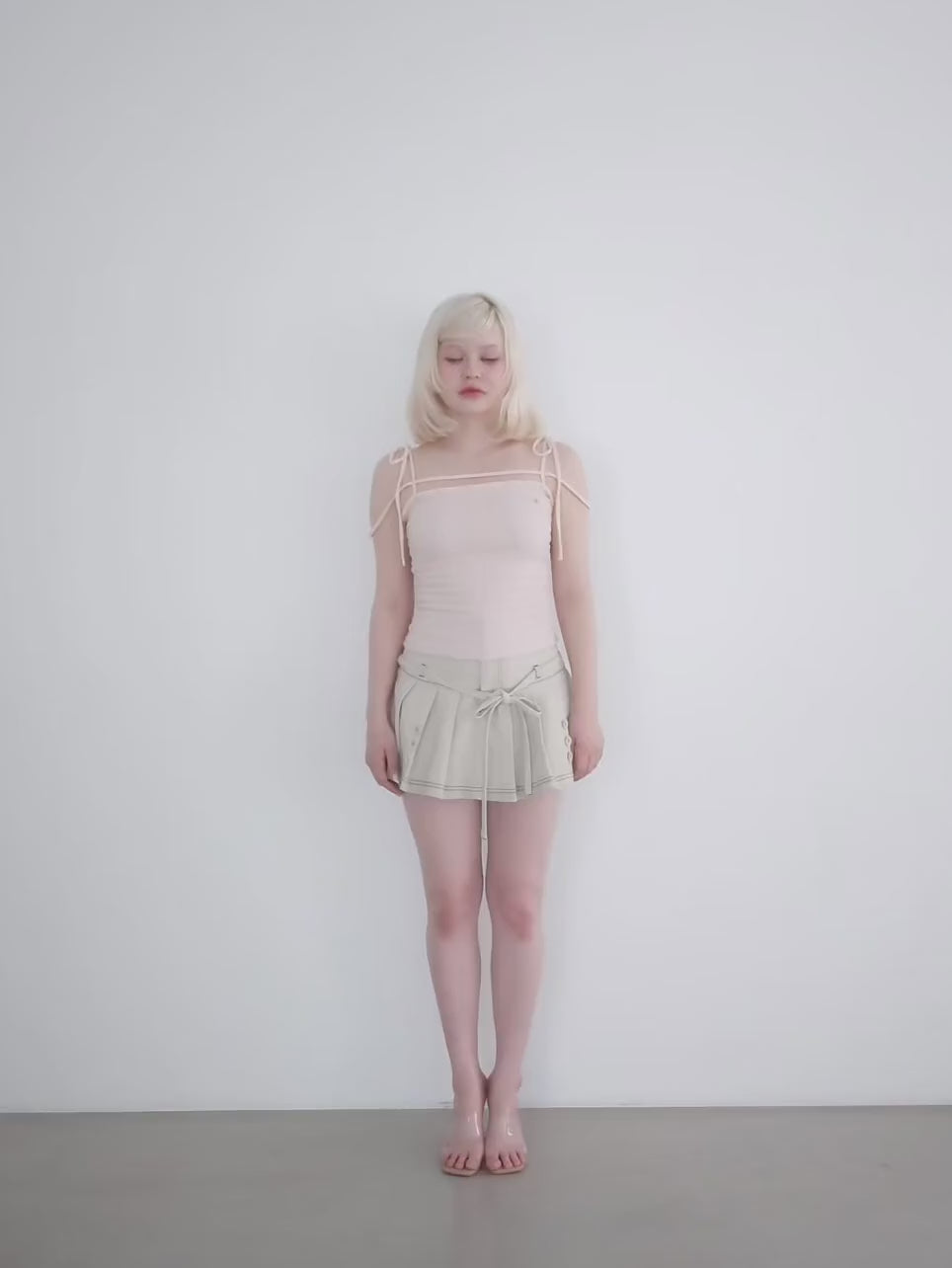 ANDMARY】Shirring ribbon camisole