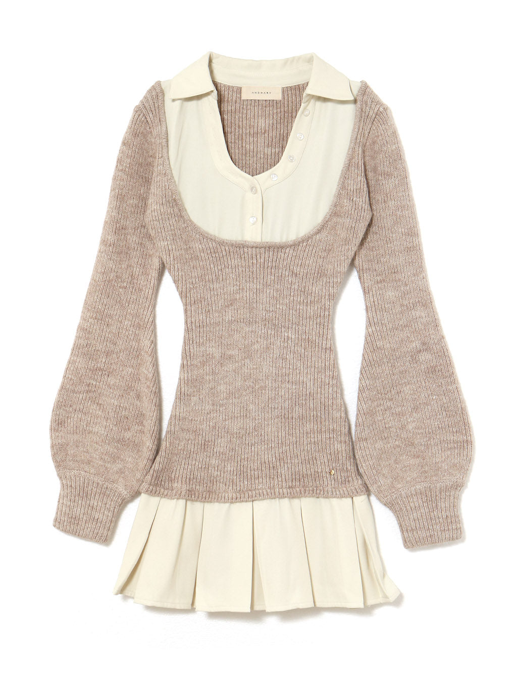 Andmary Demi layered mini dress Beige