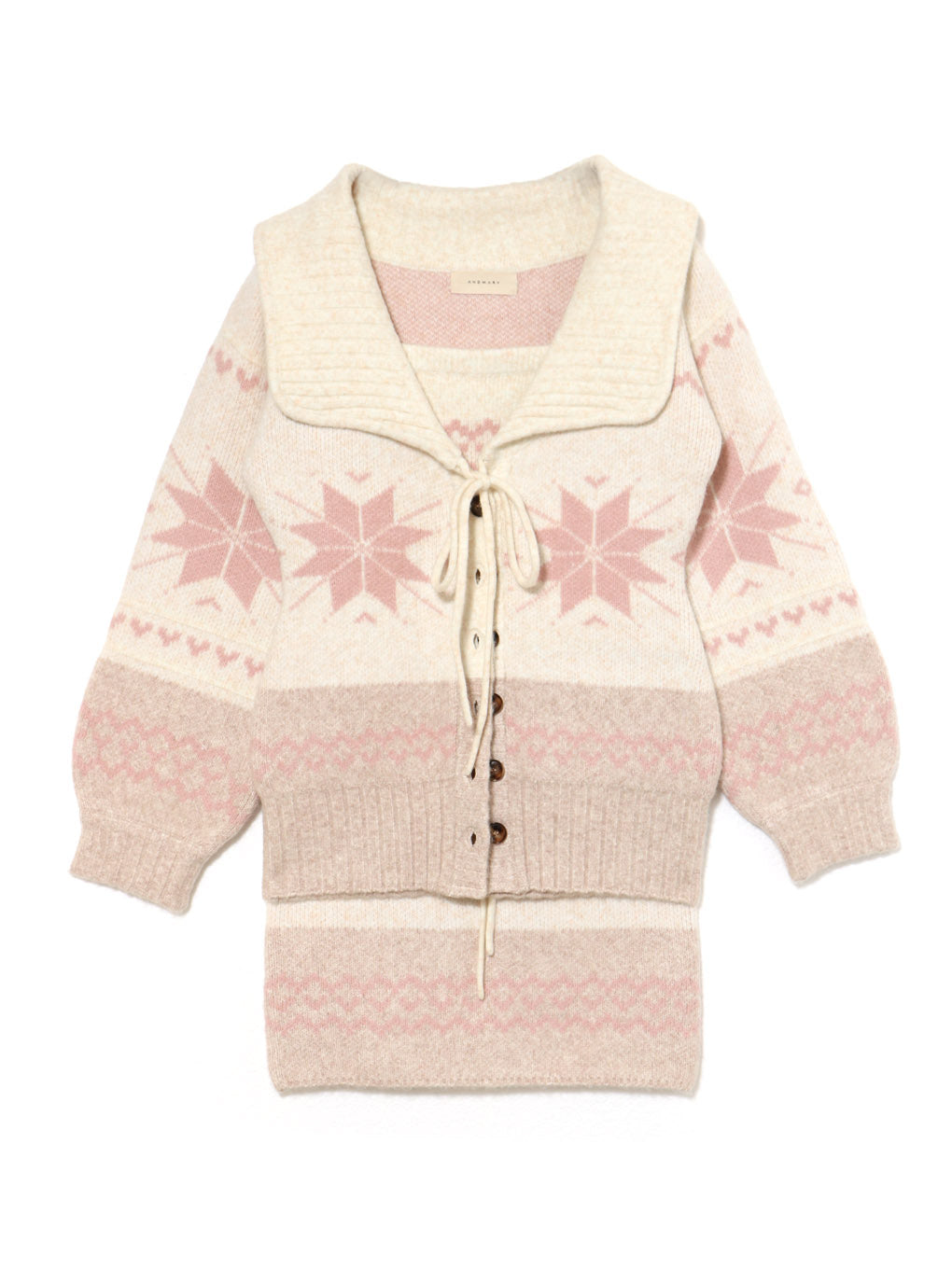 ANDMARY】Heart nordic cardigan set up