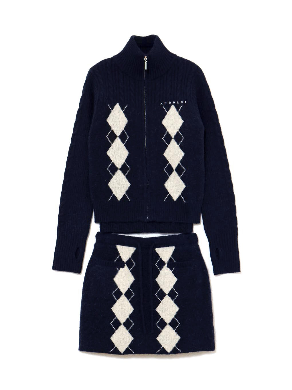ANDMARY】Argyle knit set up