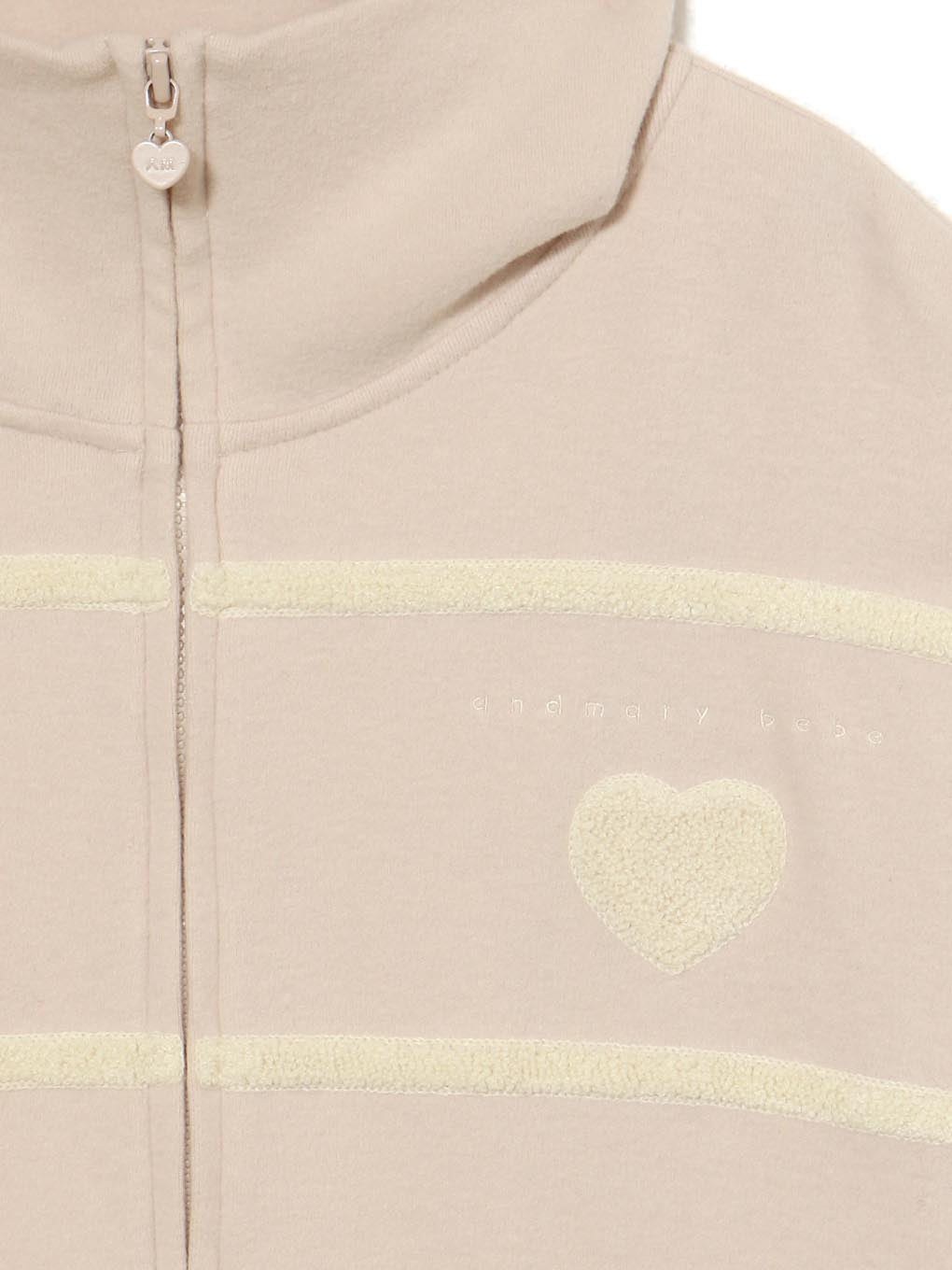 Milky pile heart zip tops